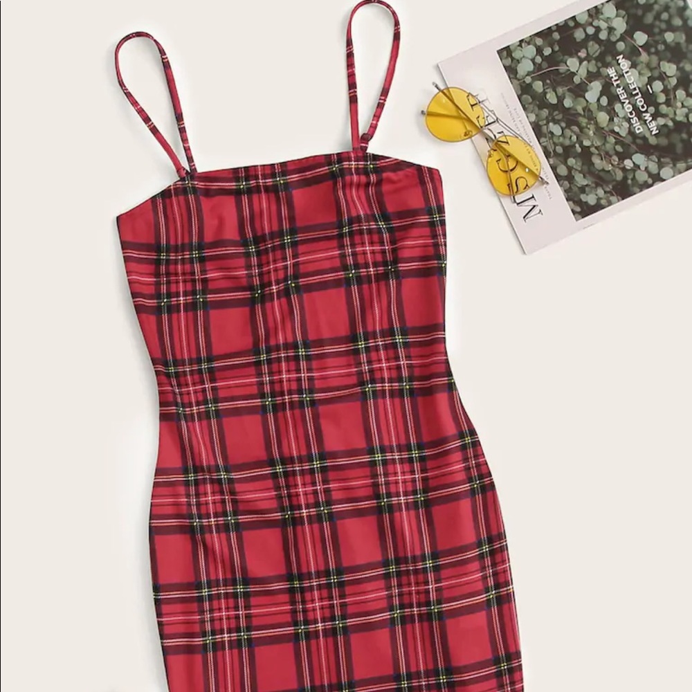 Tartan Print Bodycon Cami Dress